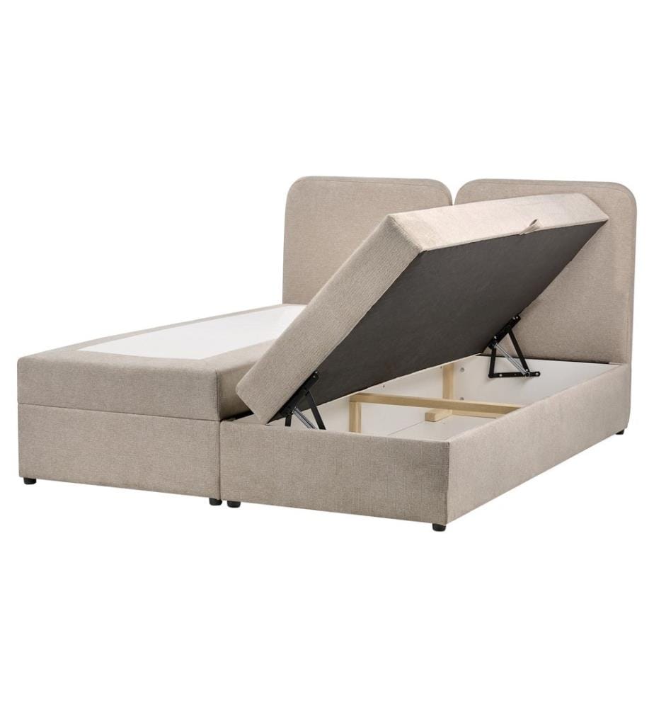 Lit boxspring avec rangement Tissu CHANCELLOR 160 x 200 cm Taupe