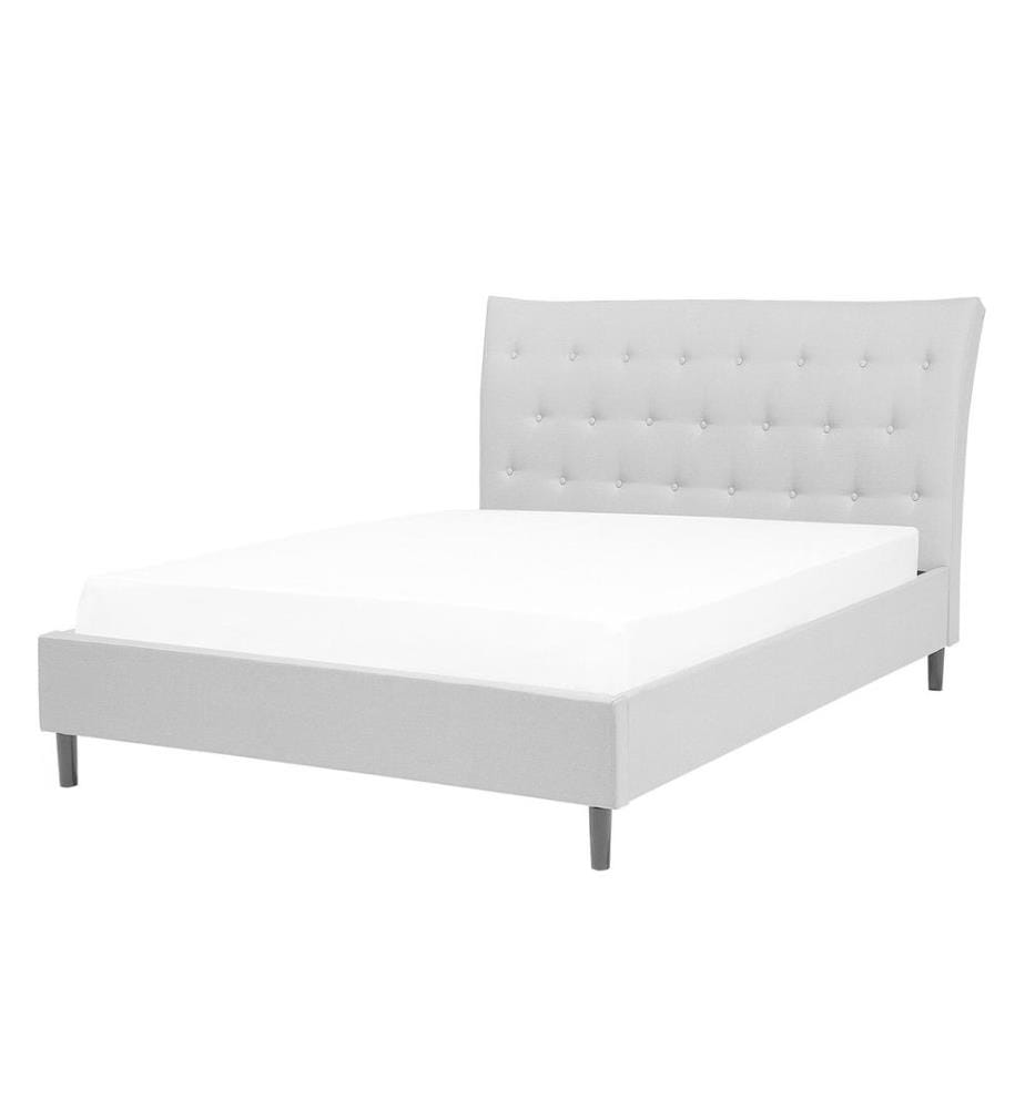 Bett mit Lattenrost Stoff SAVERNE 140 x 200 cm Hellgrau