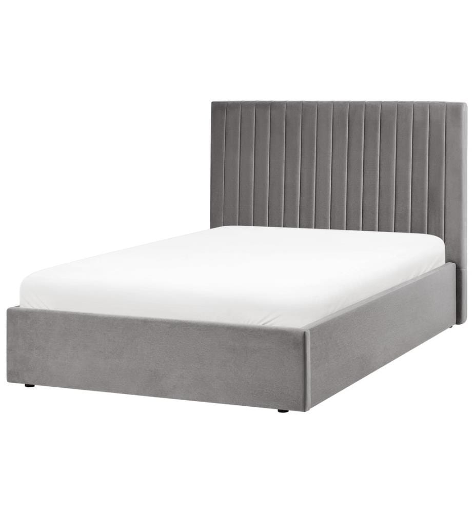 Lit ottoman Velours VION 120 x 200 cm Gris