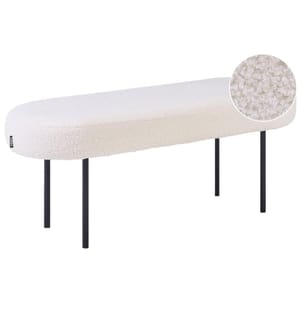 Banc rembourré WOLFEBORO Bouclé Blanc cassé