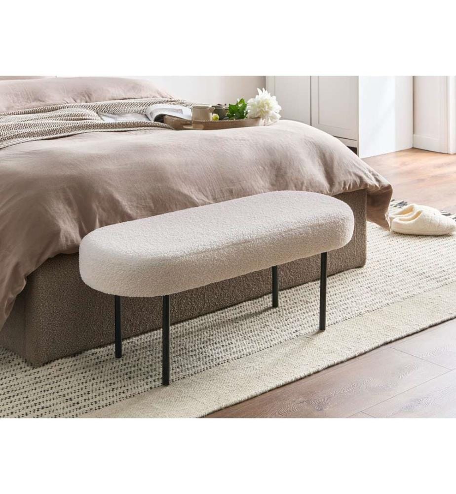 Upholstered Bench WOLFEBORO Boucle Off-White