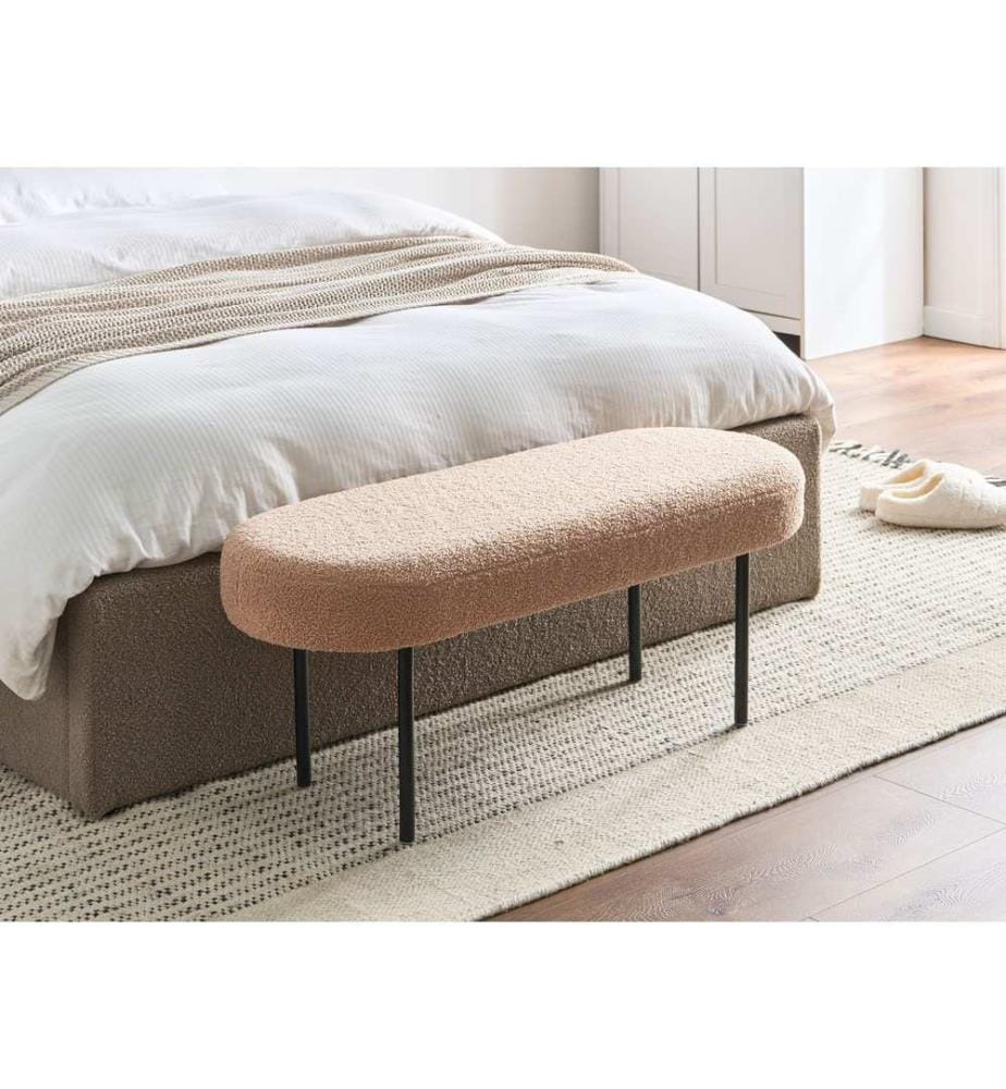 Banc rembourré WOLFEBORO Bouclé Marron clair