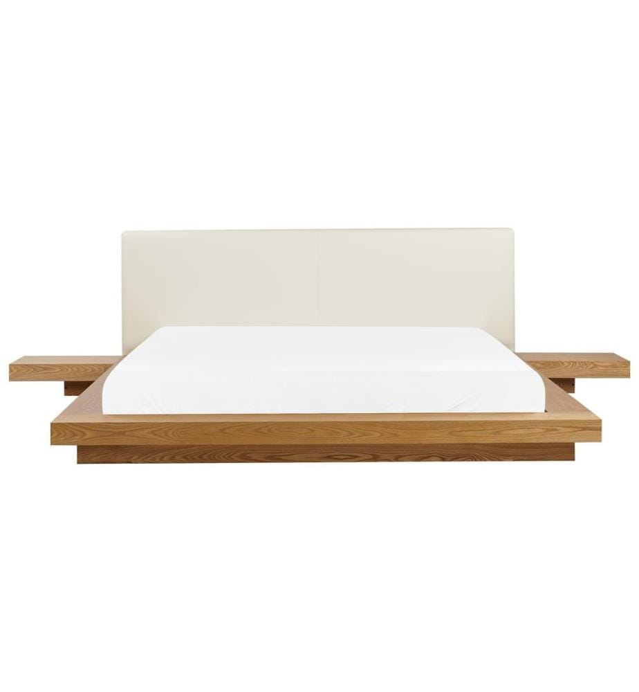 Lit avec sommier Cuir PU ZEN 180 x 200 cm Frêne naturel