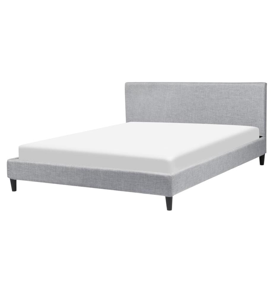 Lit avec sommier Tissu FITOU 160 x 200 cm Gris clair