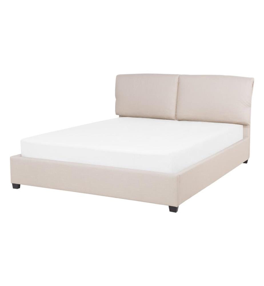 Lit avec sommier Tissu BELFORT 140 x 200 cm Beige clair
