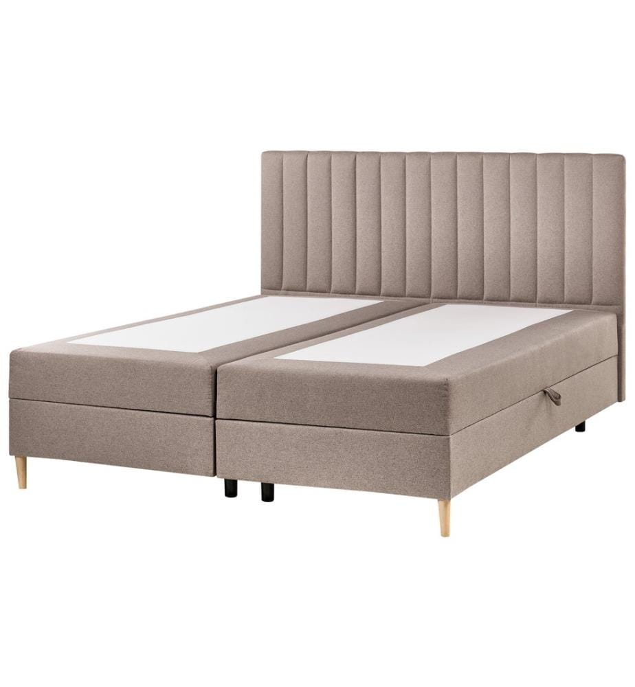 Lit boxspring avec rangement Tissu OFFICER 180 x 200 cm Taupe