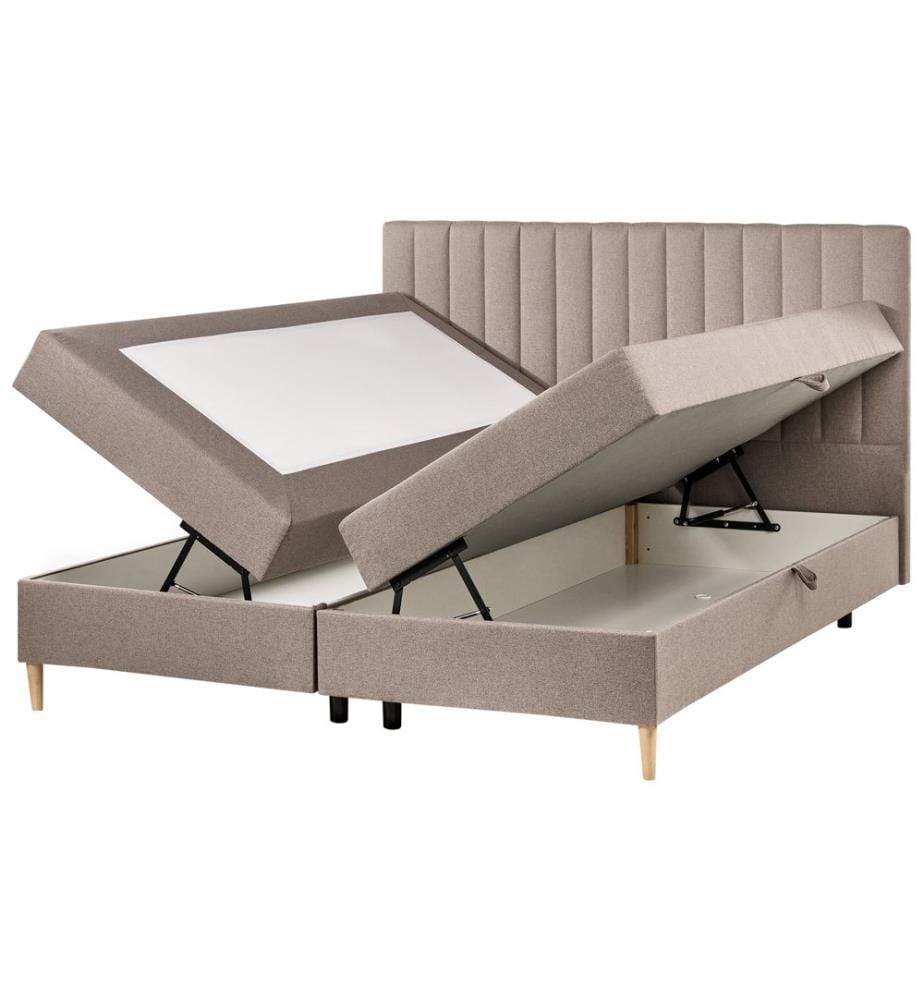 Lit boxspring avec rangement Tissu OFFICER 180 x 200 cm Taupe