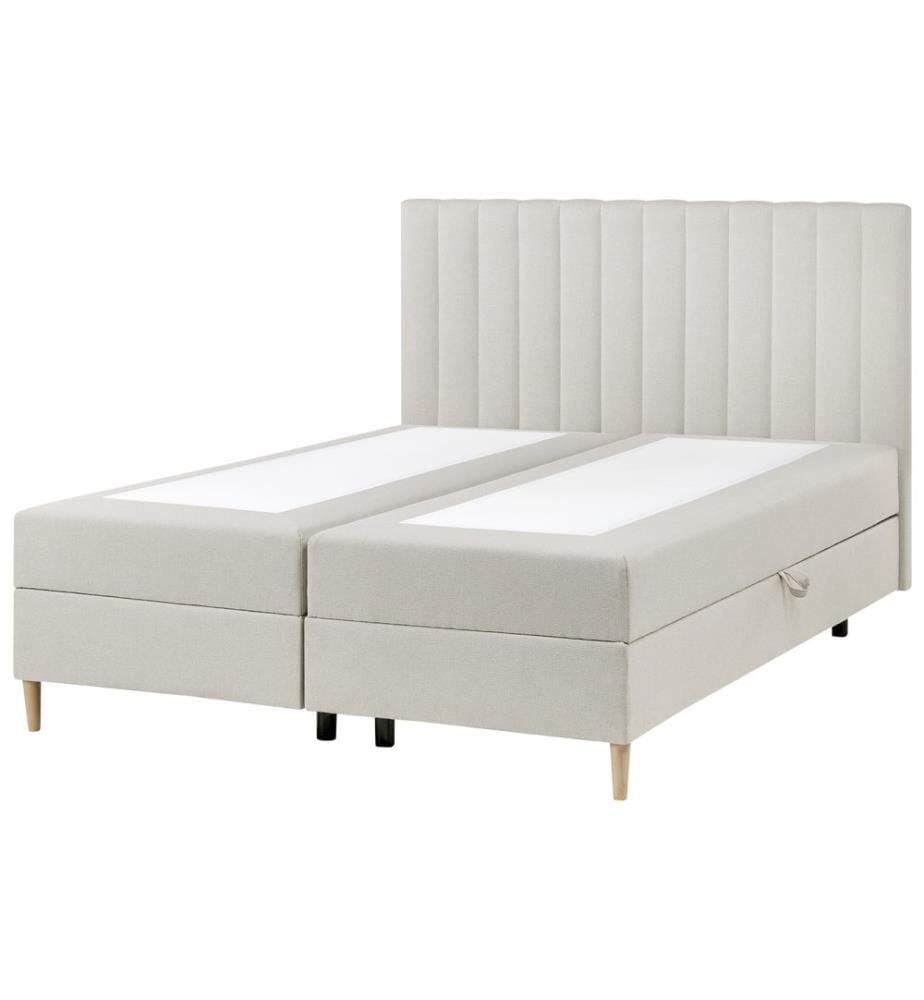 Lit boxspring avec rangement Tissu OFFICER 160 x 200 cm Blanc cassé