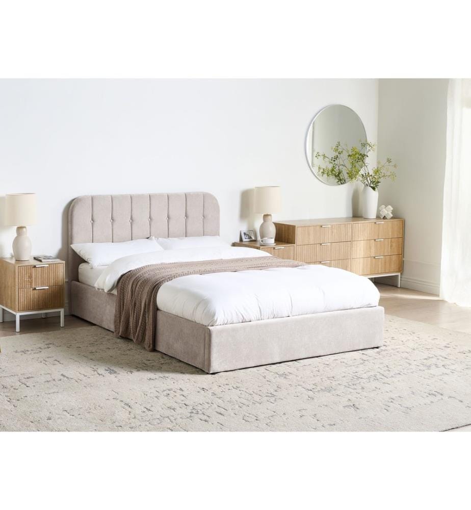 Lit ottoman Tissu chenille CHALLANS 140 x 200 cm Taupe