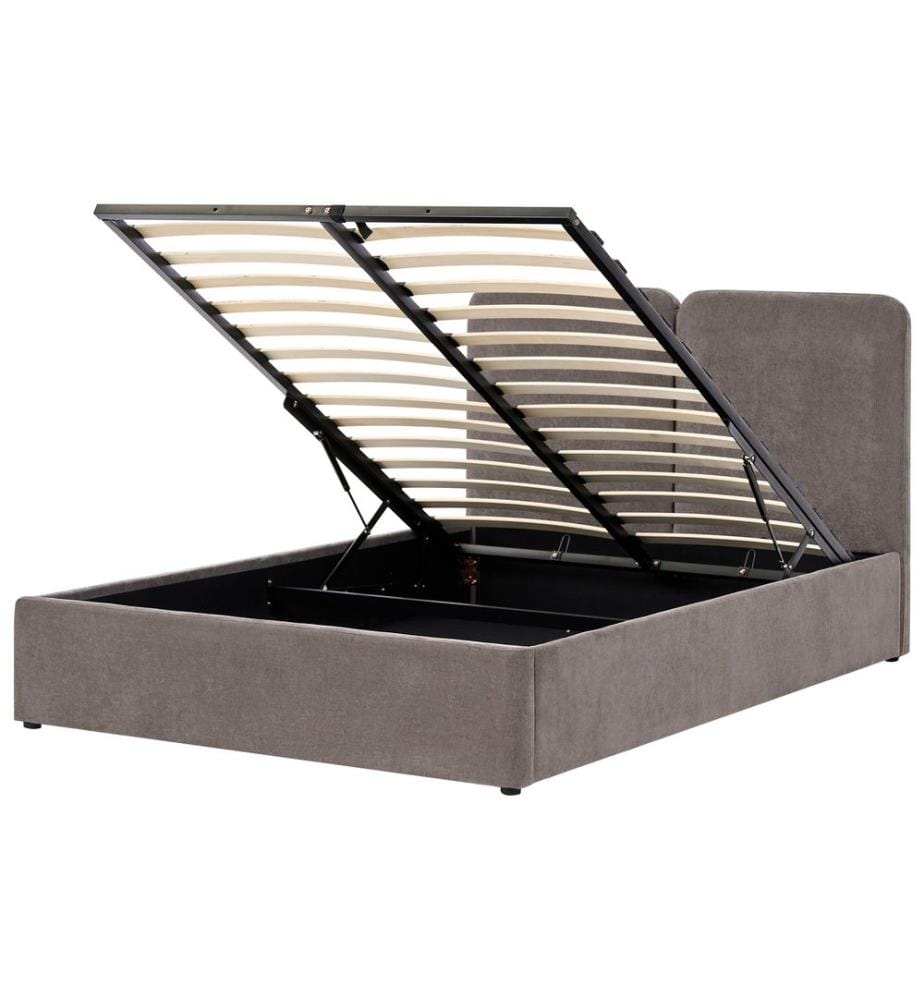 Lit ottoman Tissu chenille ARBOIS 140 x 200 cm Taupe