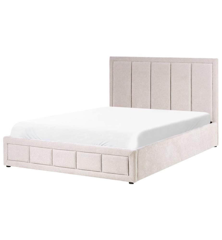 Lit ottoman Tissu chenille QUIBERON 160 x 200 cm Taupe