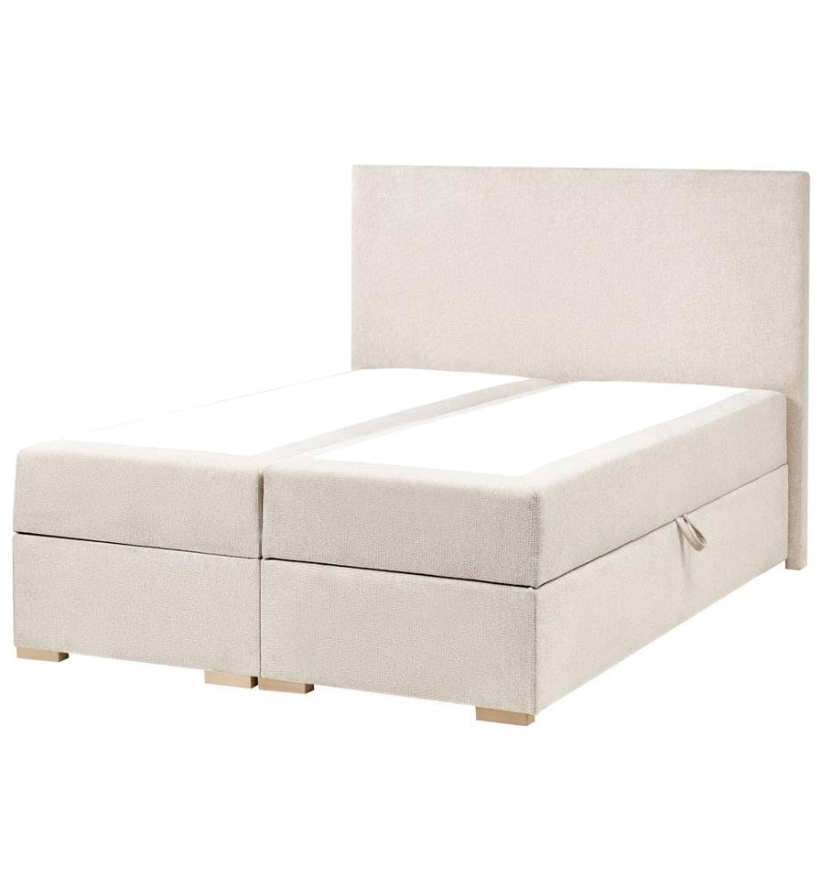 Lit boxspring avec rangement Tissu MAJOR 180 x 200 cm Beige clair