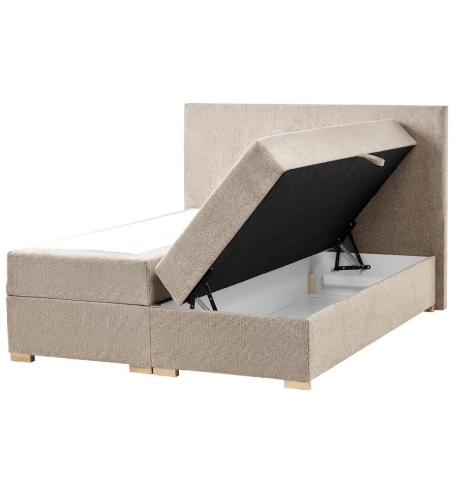 Lit boxspring avec rangement Tissu MAJOR 140 x 200 cm Taupe