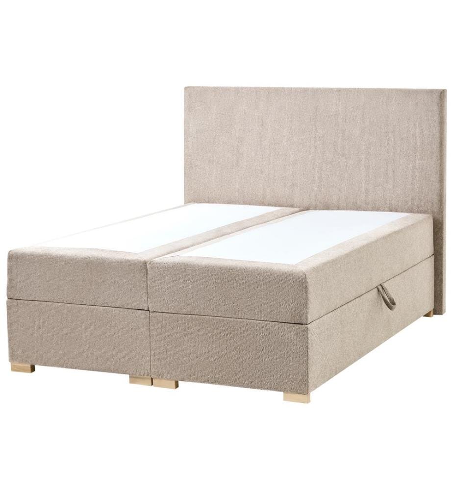 Lit boxspring avec rangement Tissu MAJOR 120 x 200 cm Taupe