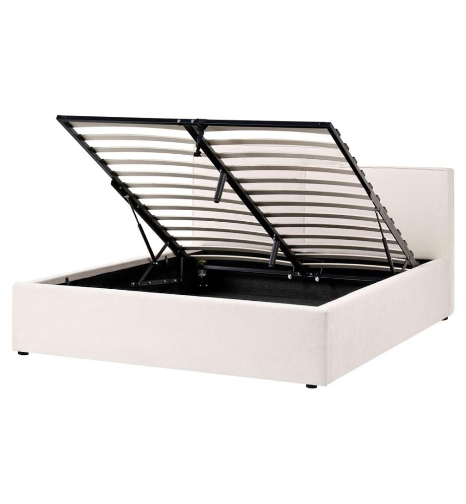 Lit ottoman Tissu LAGARDE 160 x 200 cm Blanc cassé