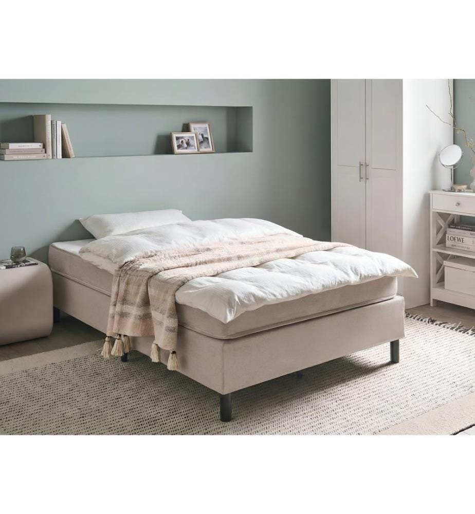 Lit boxspring sans tête de lit Tissu COUNTESS 120 x 200 cm Beige