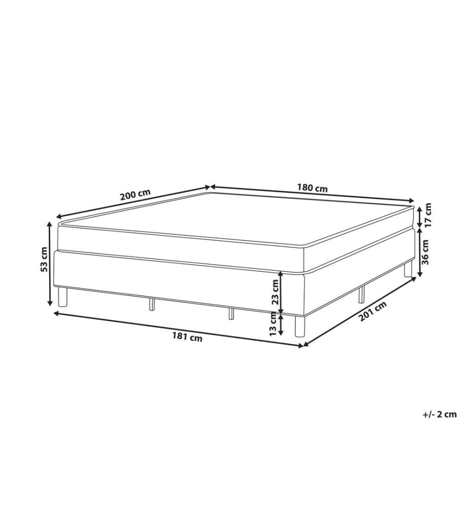 Lit boxspring sans tête de lit Tissu COUNTESS 180 x 200 cm Beige