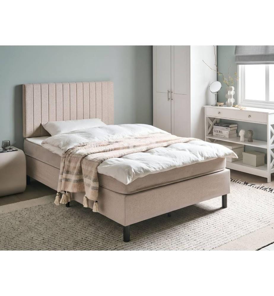 Lit Boxspring Tissu COUNTESS 120 x 200 cm Beige