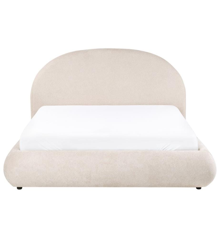 Letto contenitore Tessuto GRASSE 160 x 200 cm Beige chiaro