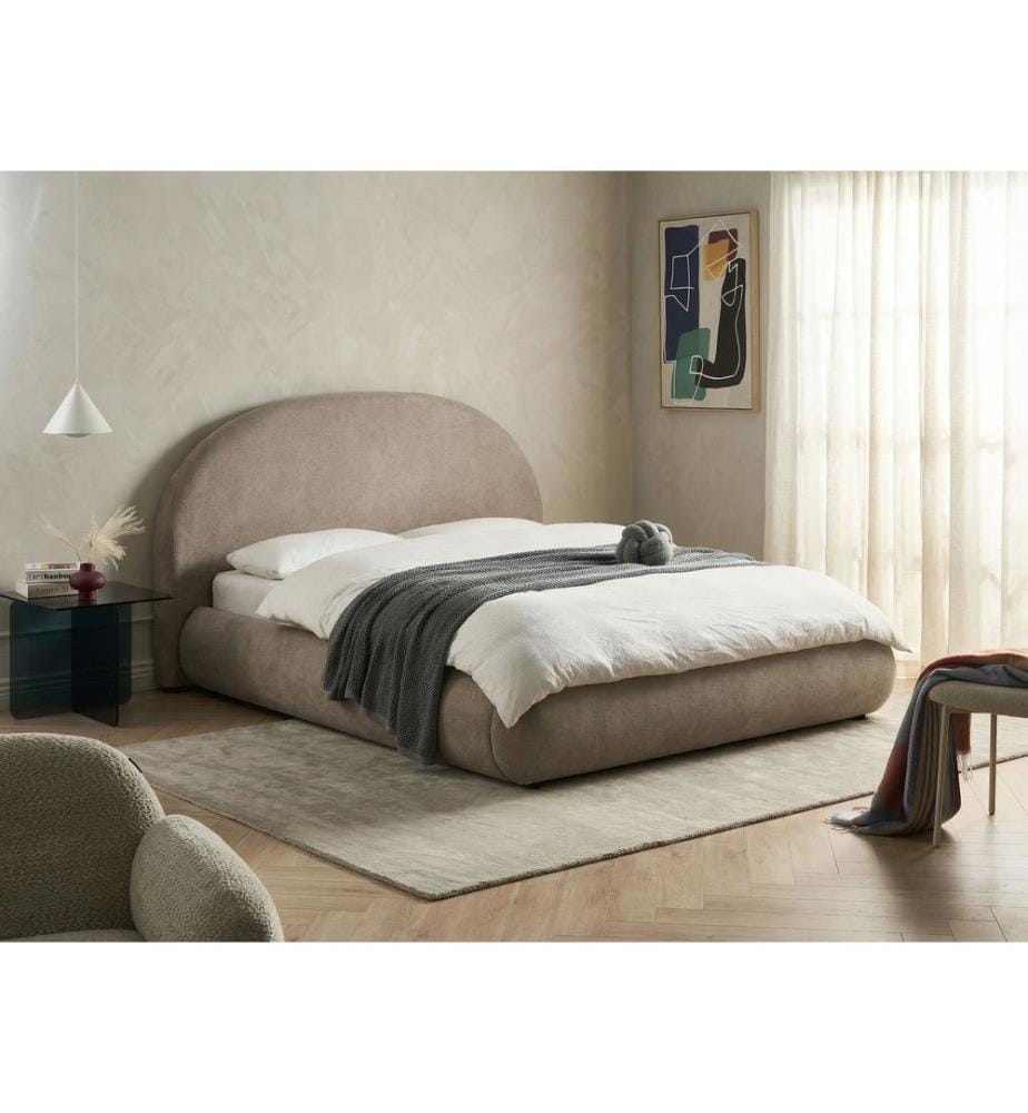 Lit ottoman Tissu GRASSE 160 x 200 cm Taupe