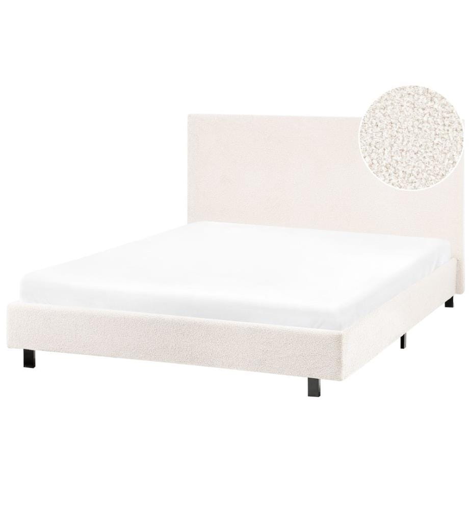 Lit avec sommier Bouclé ALBI 120 x 200 cm Blanc cassé