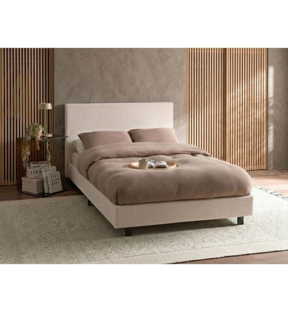 Lit avec sommier Bouclé ALBI 120 x 200 cm Blanc cassé