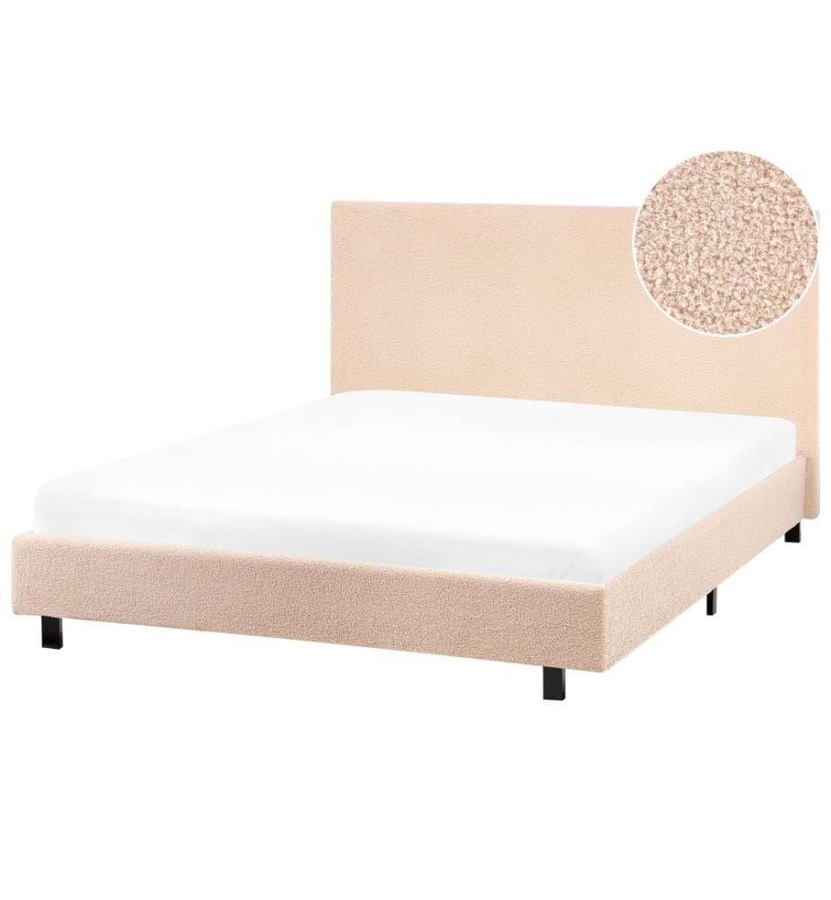 Letto Bouclé ALBI 120 x 200 cm Beige