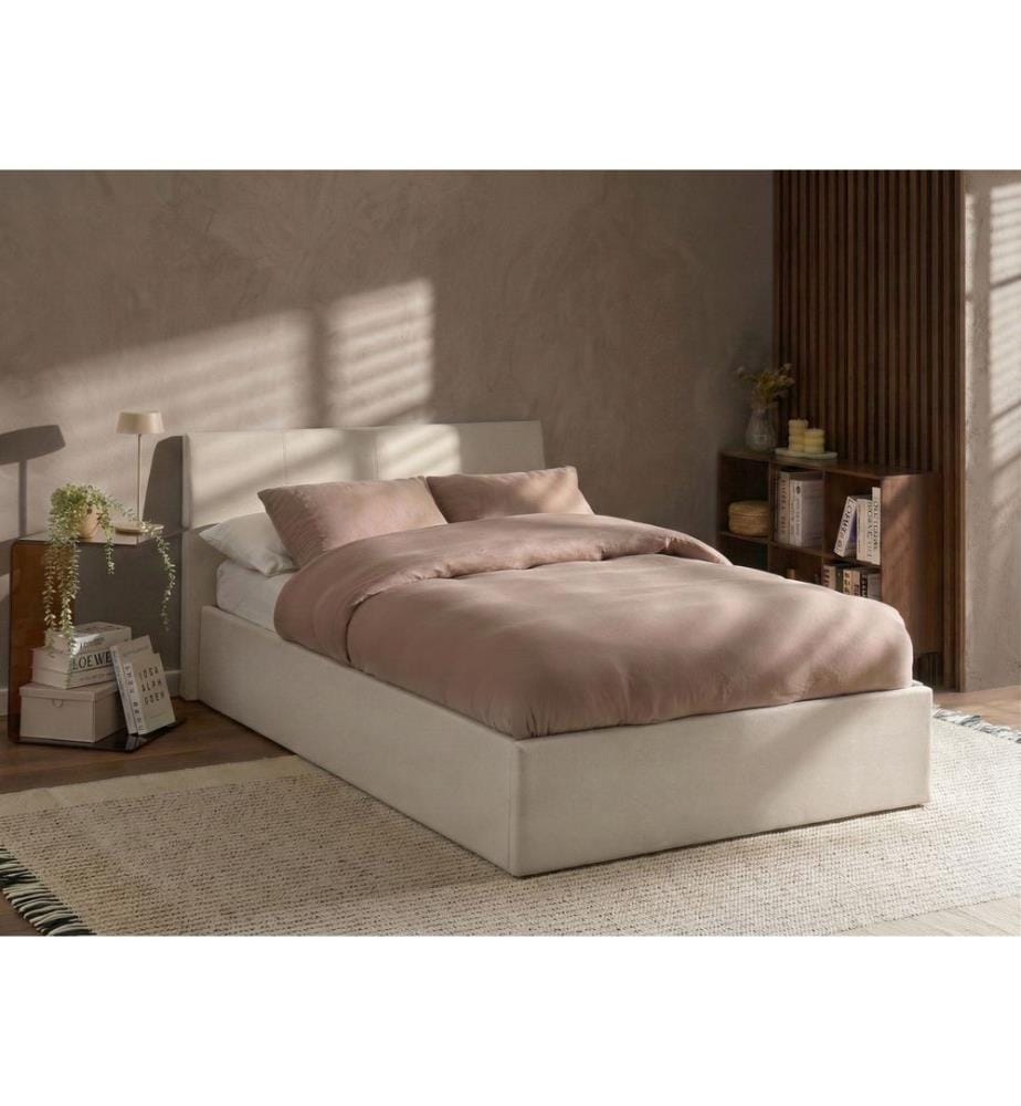 Lit ottoman Tissu ORBEY 120 x 200 cm Beige clair