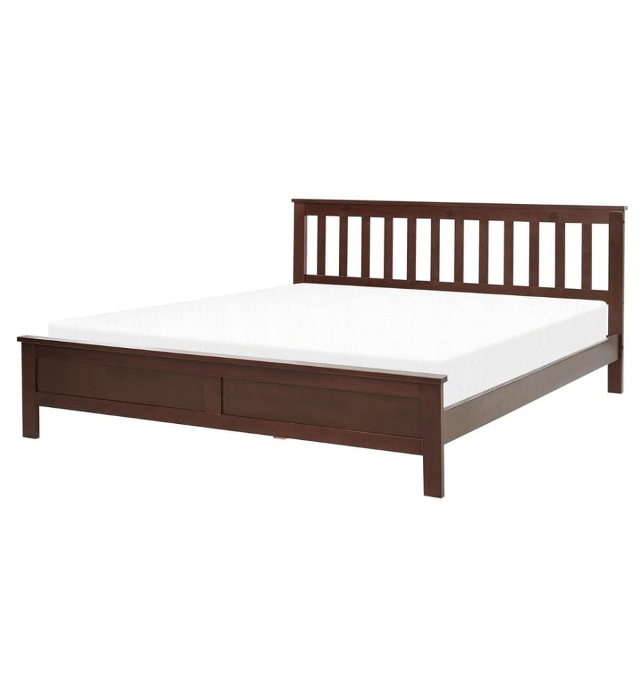 Bett mit Lattenrost Kiefernholz MAYENNE 160 x 200 cm Dunkelbraun
