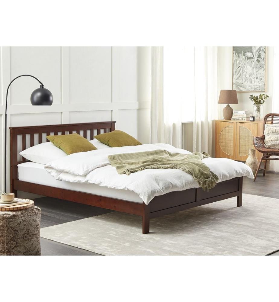 Bett mit Lattenrost Kiefernholz MAYENNE 160 x 200 cm Dunkelbraun