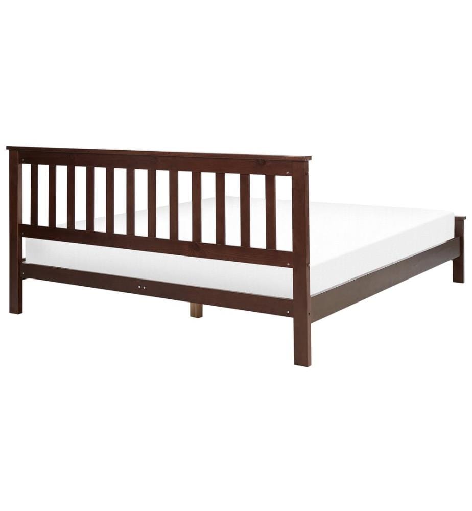 Bett mit Lattenrost Kiefernholz MAYENNE 160 x 200 cm Dunkelbraun