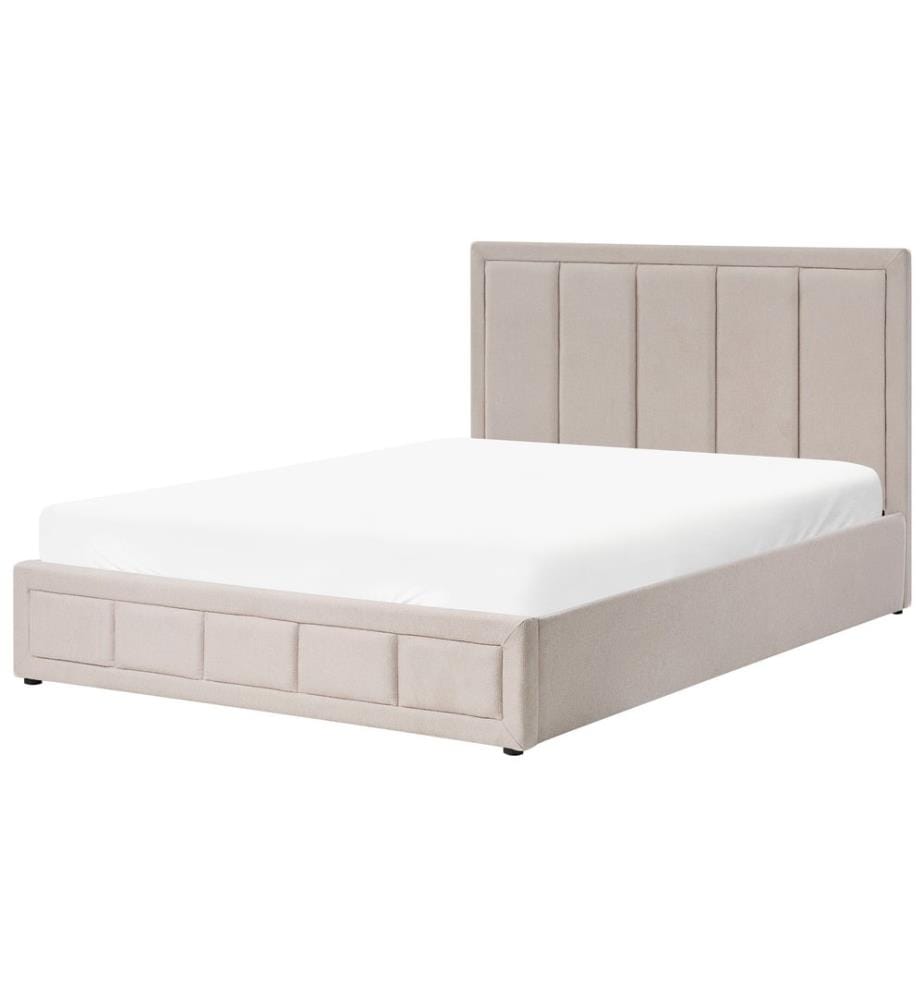 Bett mit Stauraum QUIBERON Stoff Beige 160 x 200 cm