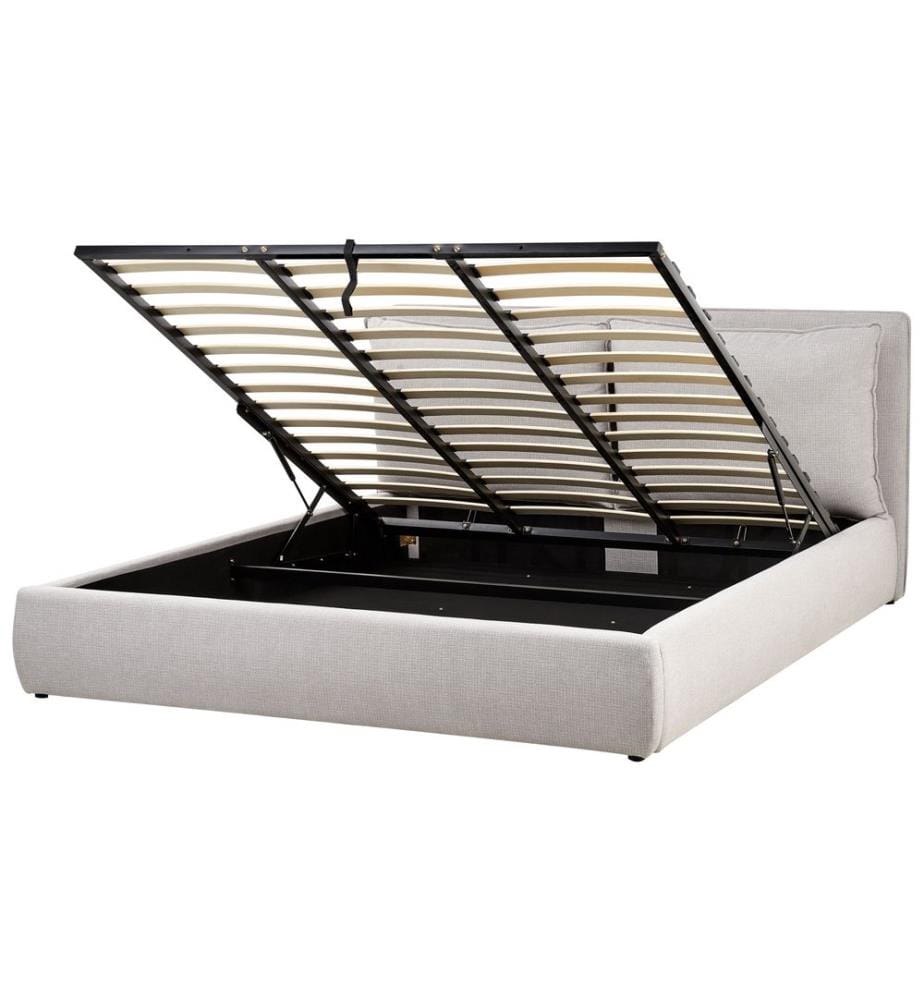 Bett mit Stauraum BAJONNA Stoff Hellgrau 180 x 200 cm