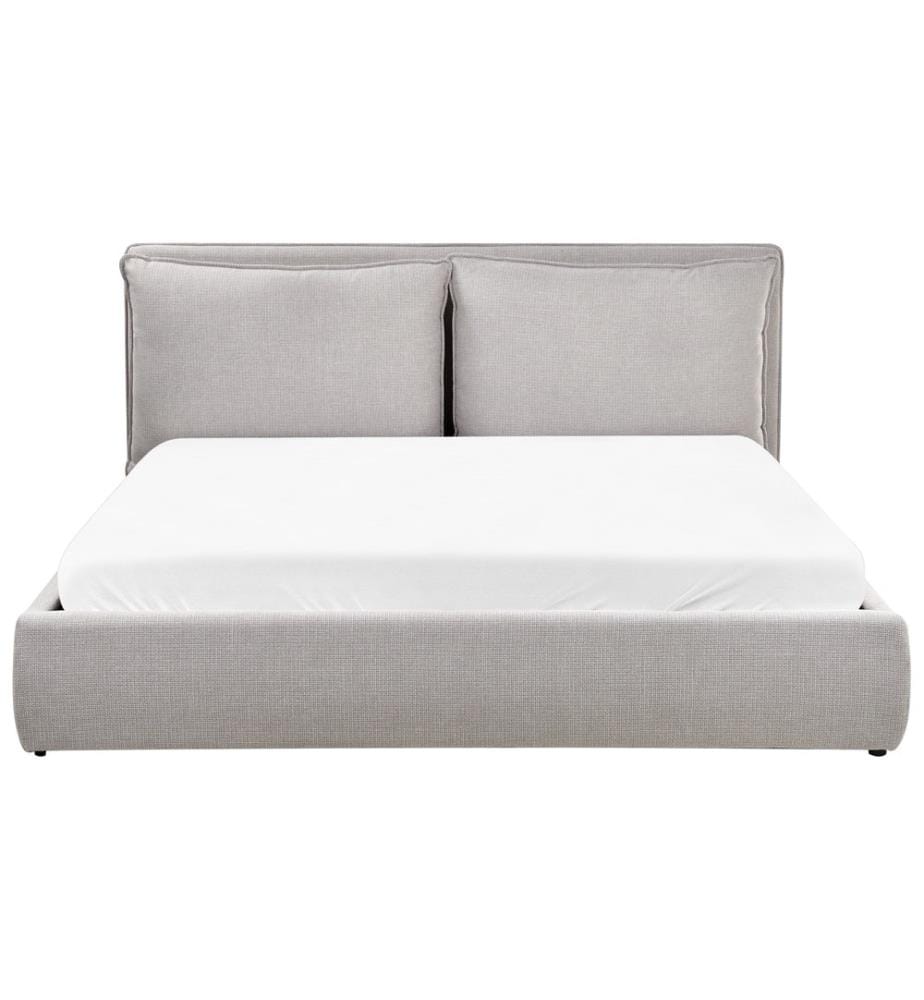 Bett mit Stauraum BAJONNA Stoff Hellgrau 180 x 200 cm