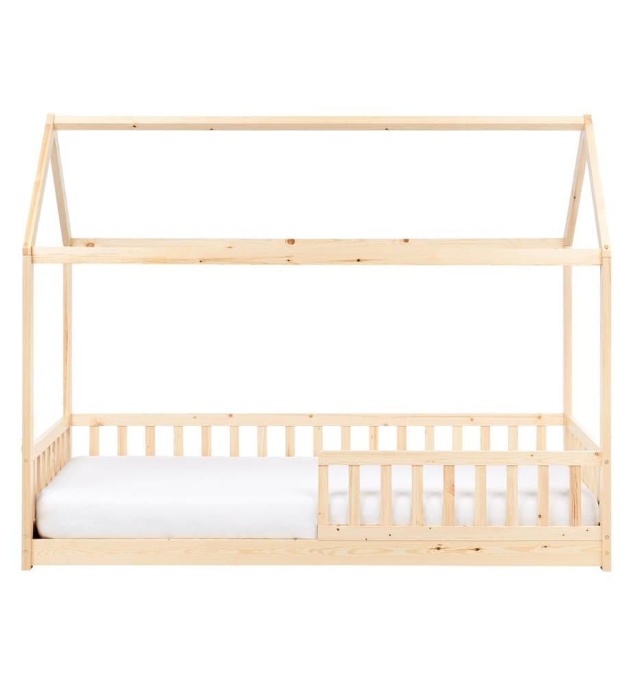 Lit d'enfant Maison Bois de pin COSSAYE 90 x 200 cm Marron clair