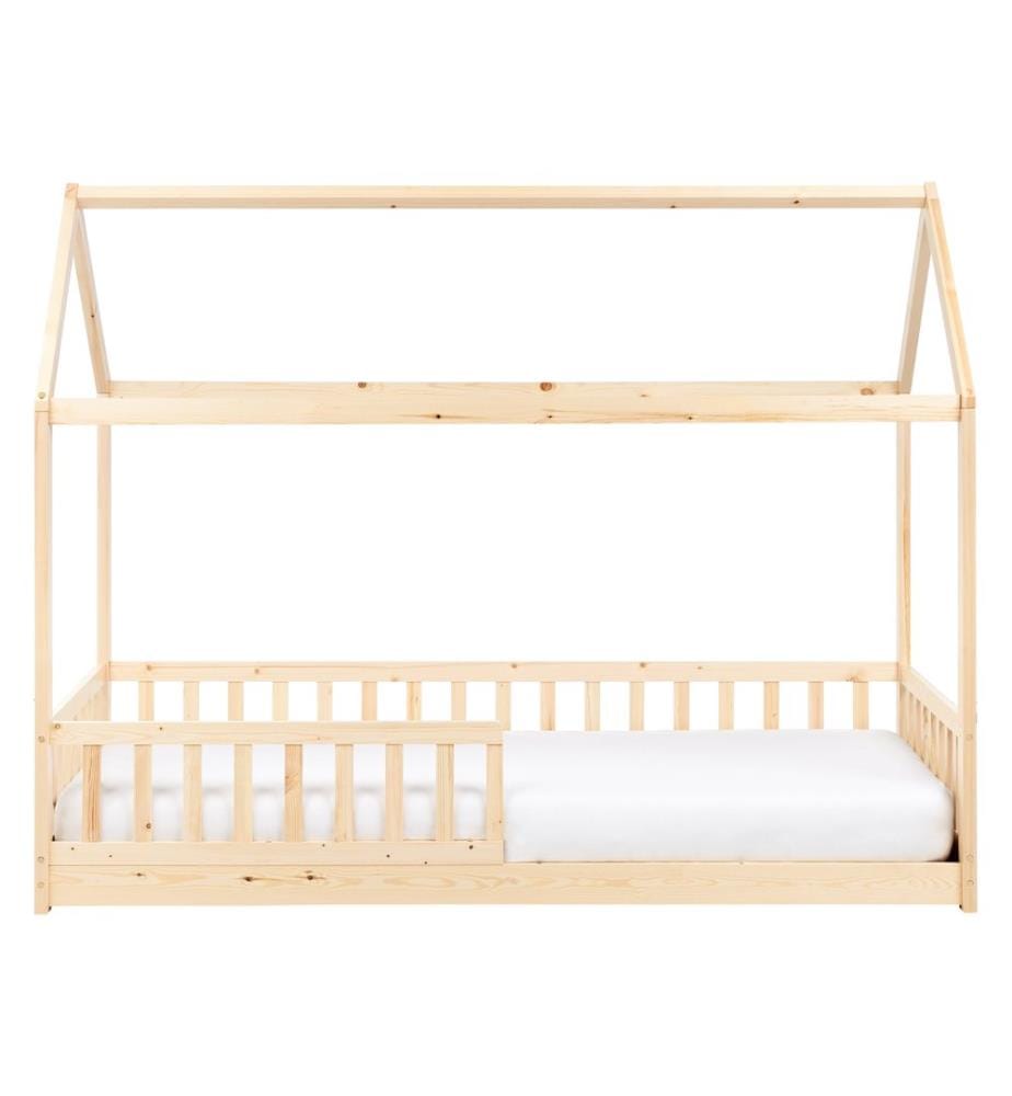 Lit d'enfant Maison Bois de pin COSSAYE 90 x 200 cm Marron clair