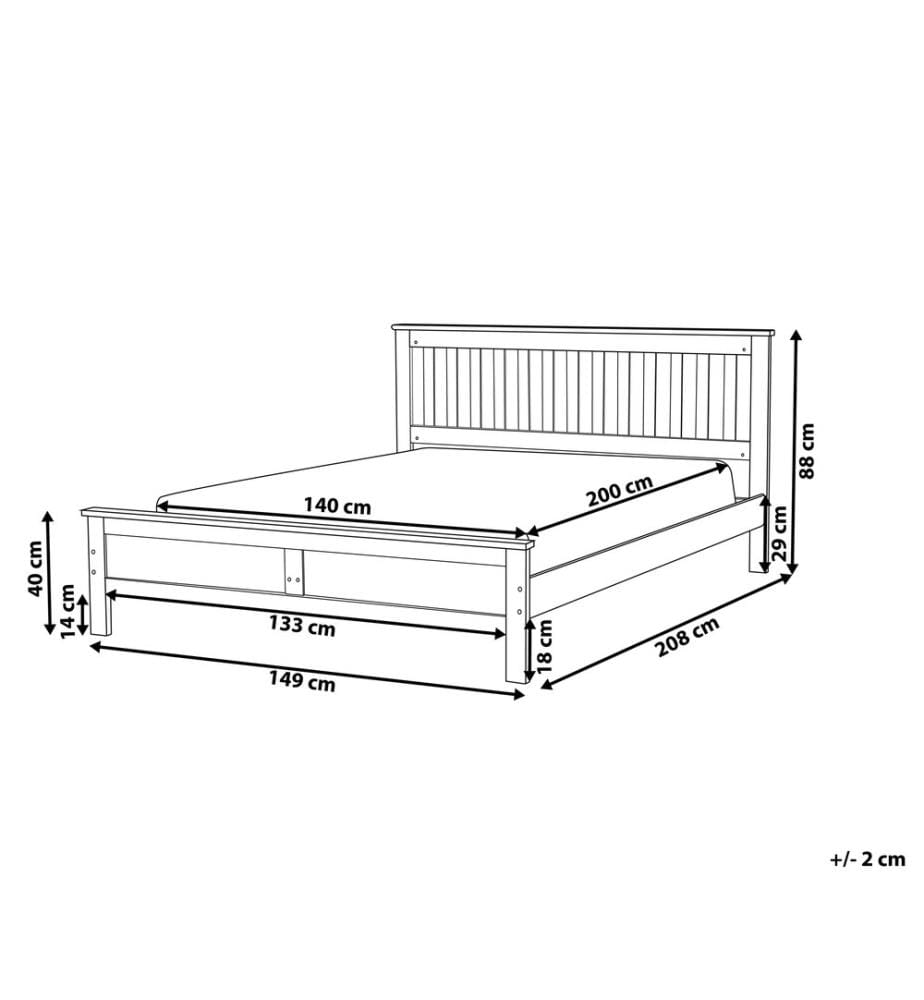 Bett mit Lattenrost Kiefernholz MAYENNE 140 x 200 cm Dunkelbraun