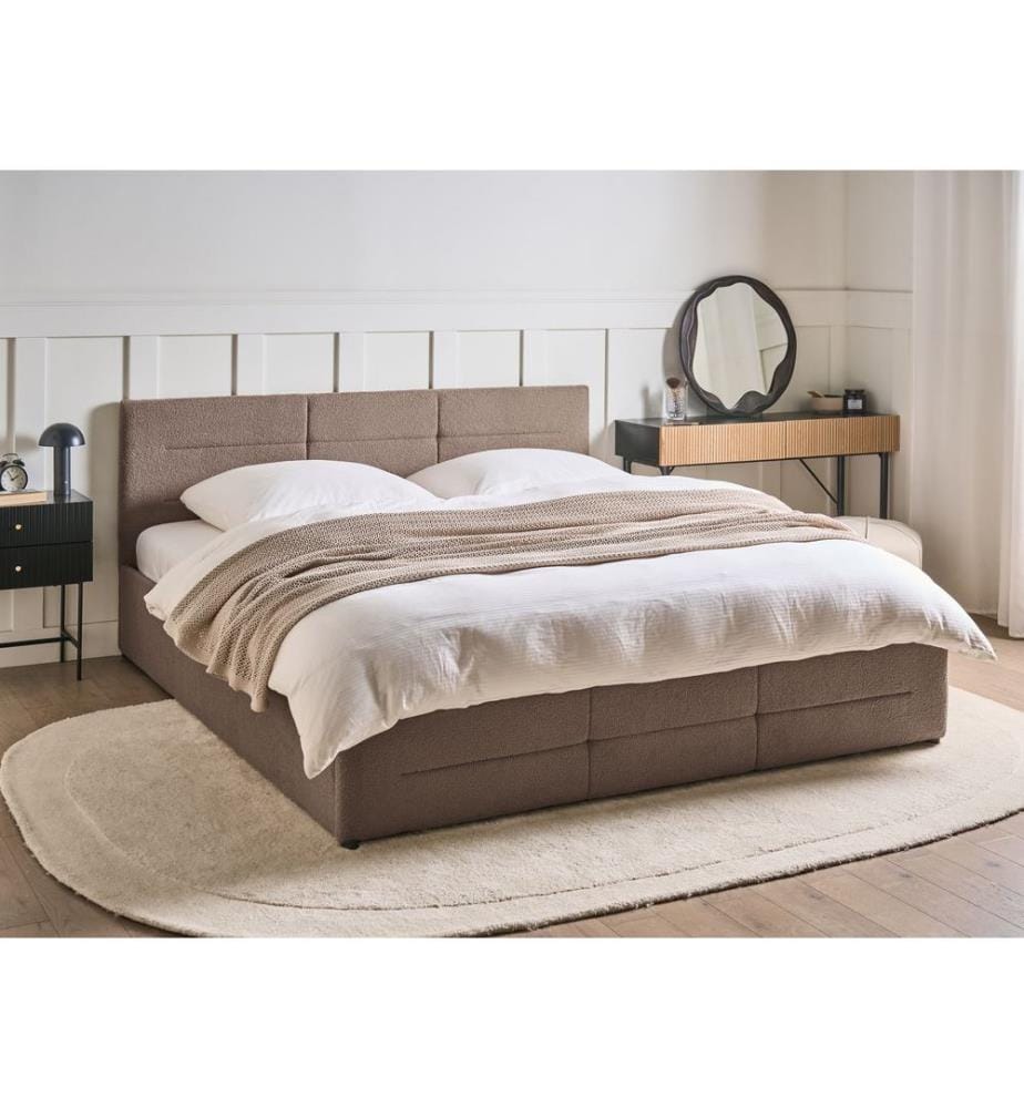 Bett mit Stauraum MASSOGNES Bouclé Taupe 180 x 200 cm