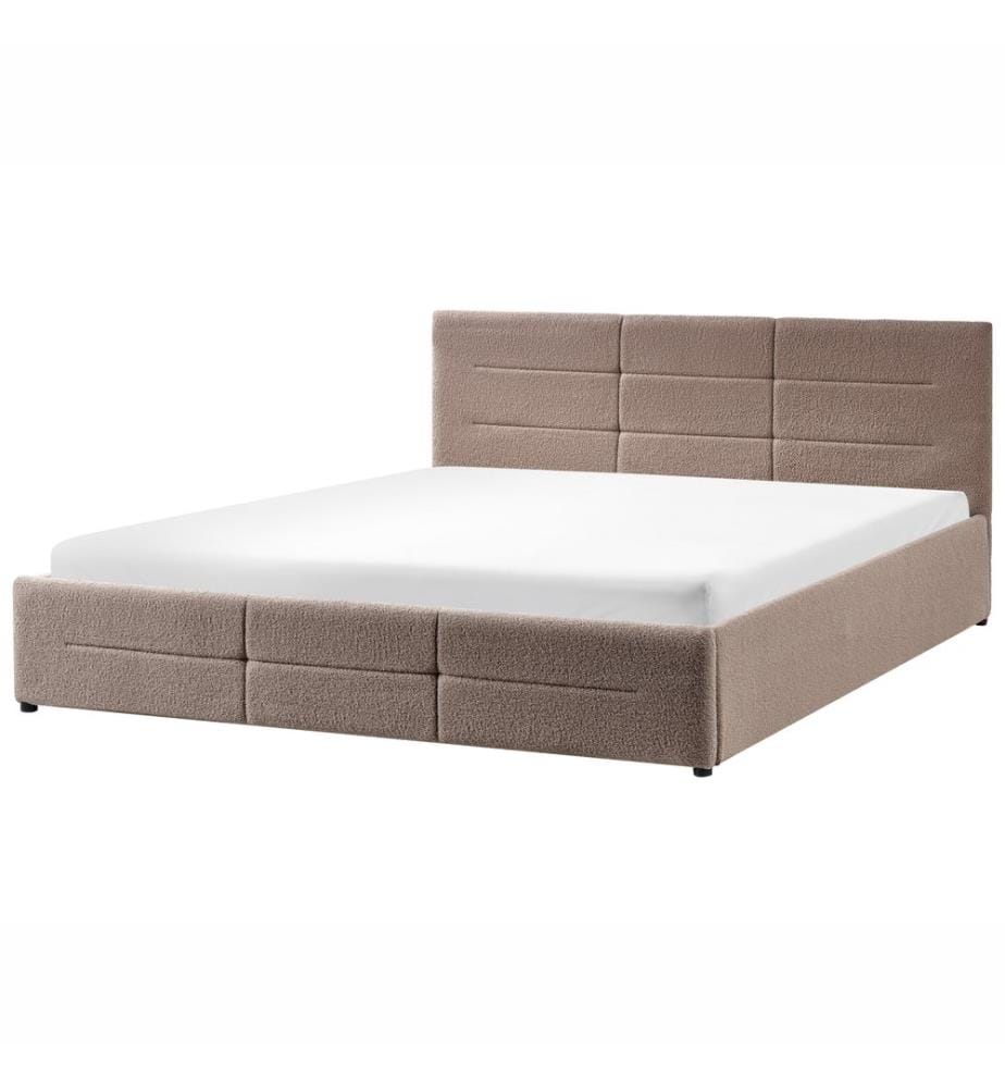 Bett mit Stauraum MASSOGNES Bouclé Taupe 180 x 200 cm