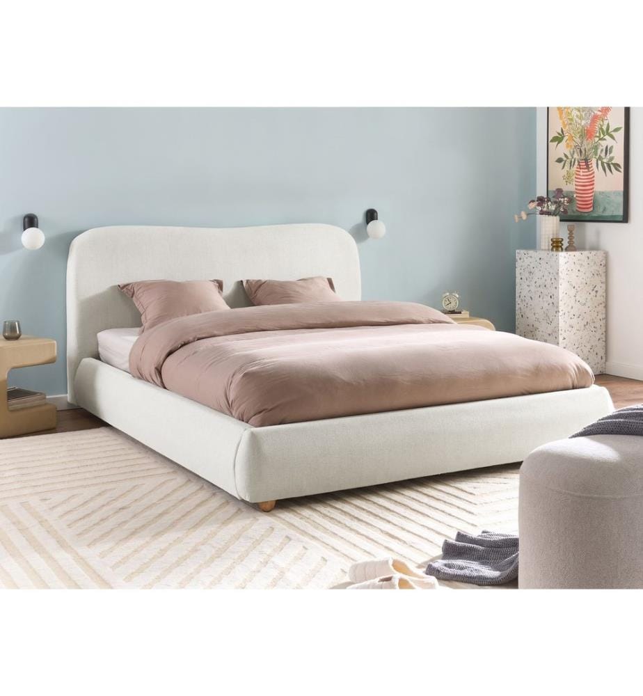 Bett mit Stauraum BLAGNAC Stoff Cremeweiss 160 x 200 cm
