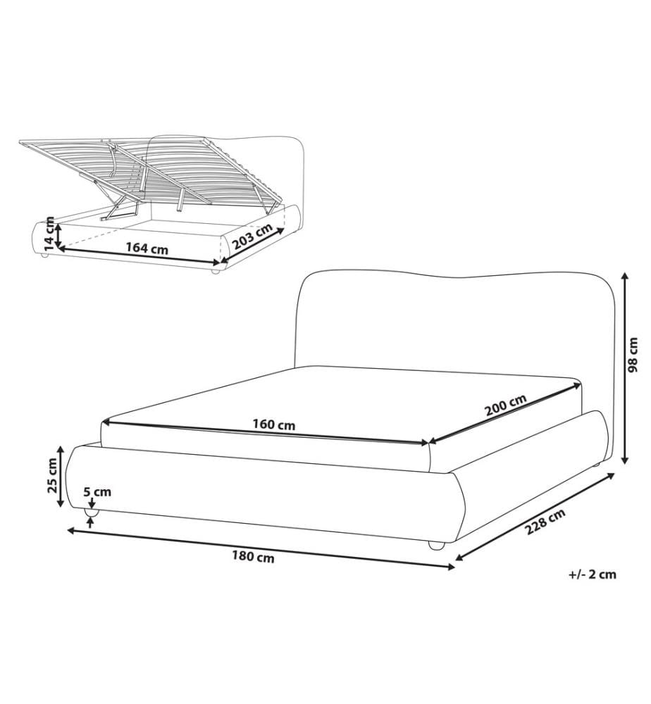Bett mit Stauraum BLAGNAC Stoff Cremeweiss 160 x 200 cm