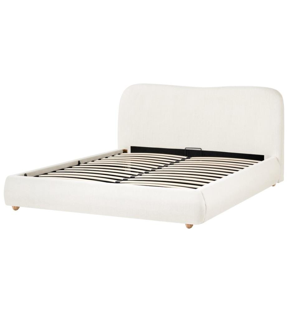Bett mit Stauraum BLAGNAC Stoff Cremeweiss 160 x 200 cm