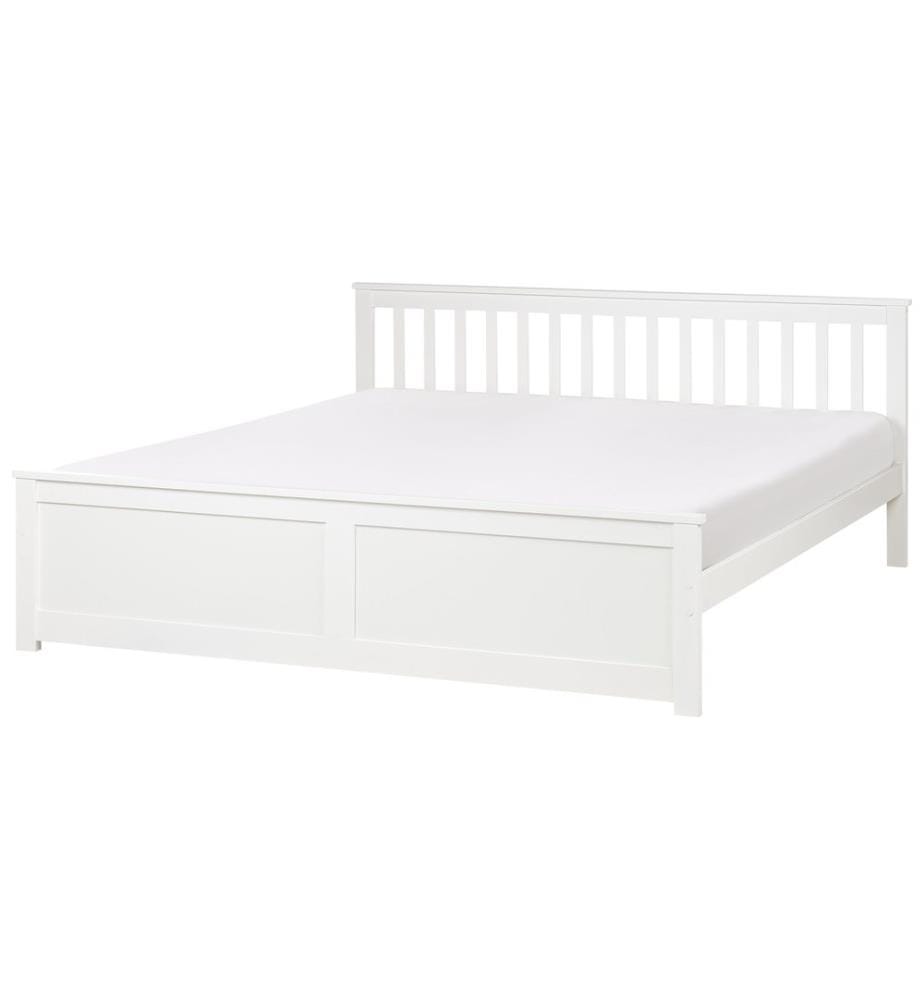 Bett mit Lattenrost Kiefernholz OLENDON 180 x 200 cm Weiss
