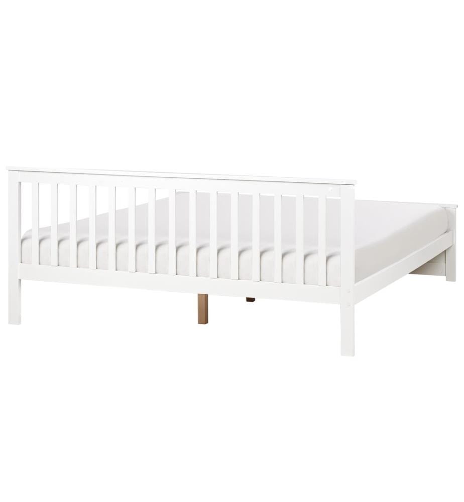 Bett mit Lattenrost Kiefernholz OLENDON 180 x 200 cm Weiss