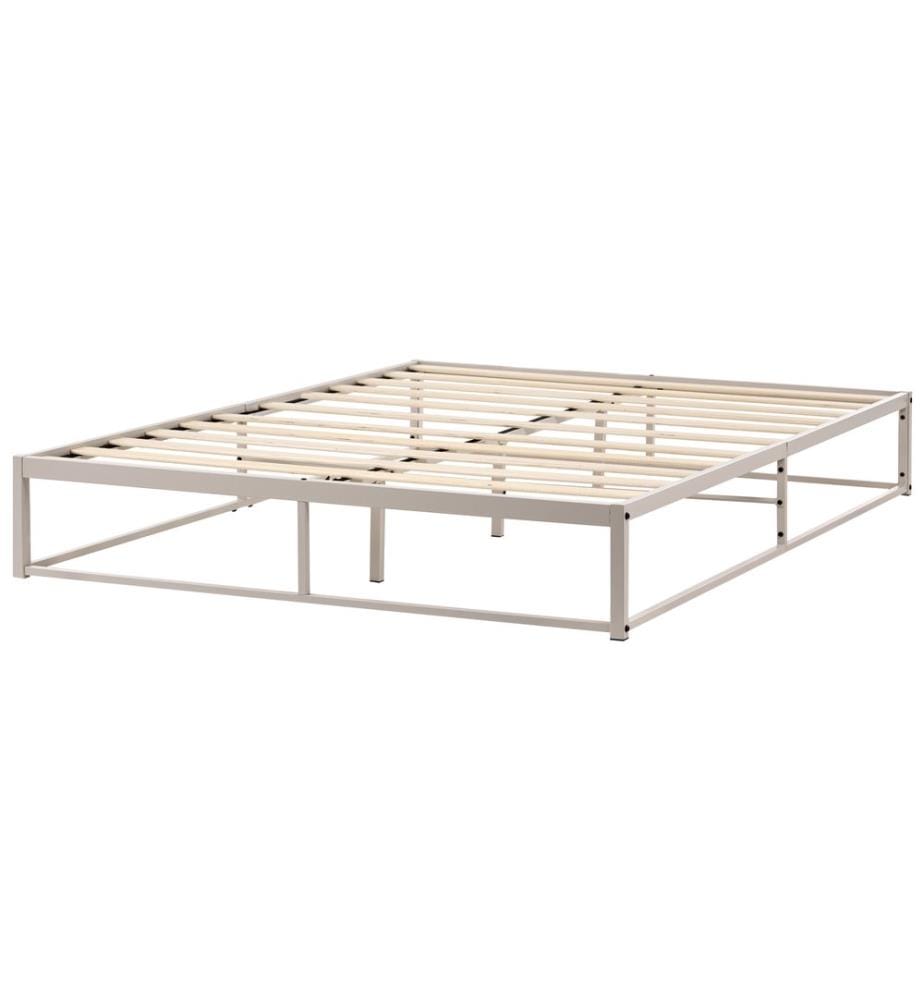 Bett ohne Kopfteil Metall VIRY 160 x 200 cm Hellbeige