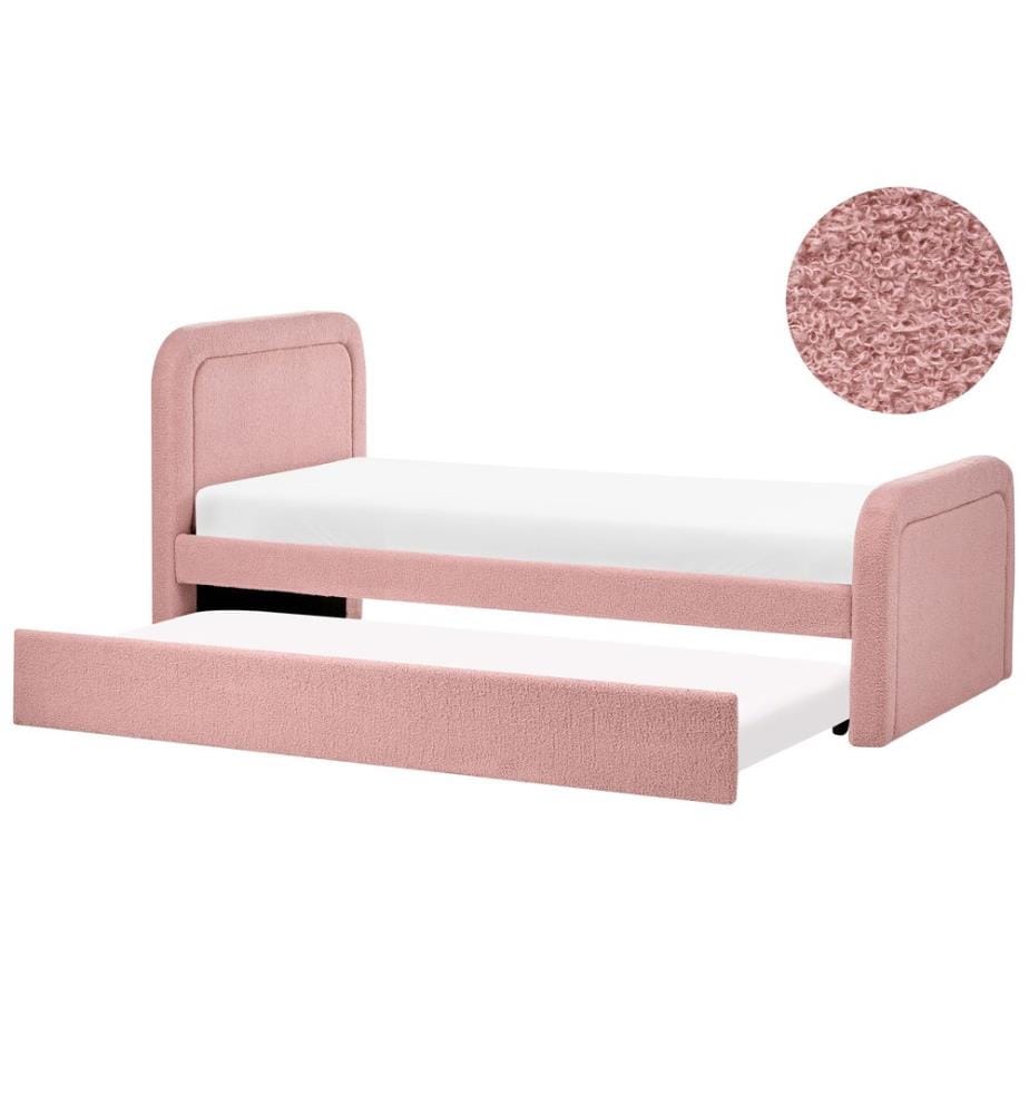 Lit gigogne Bouclé RAYSSAC 90 x 200 cm Rose