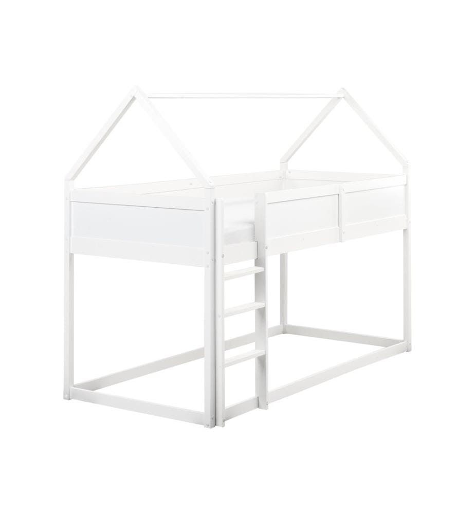 Lit à mit-hauteur Maison Bois de pin DIENNE 90 x 200 cm Blanc