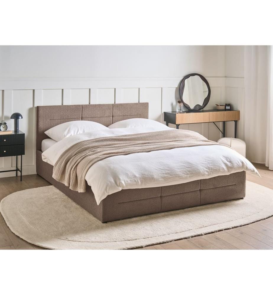 Bett mit Stauraum MASSOGNES Bouclé Taupe 160 x 200 cm