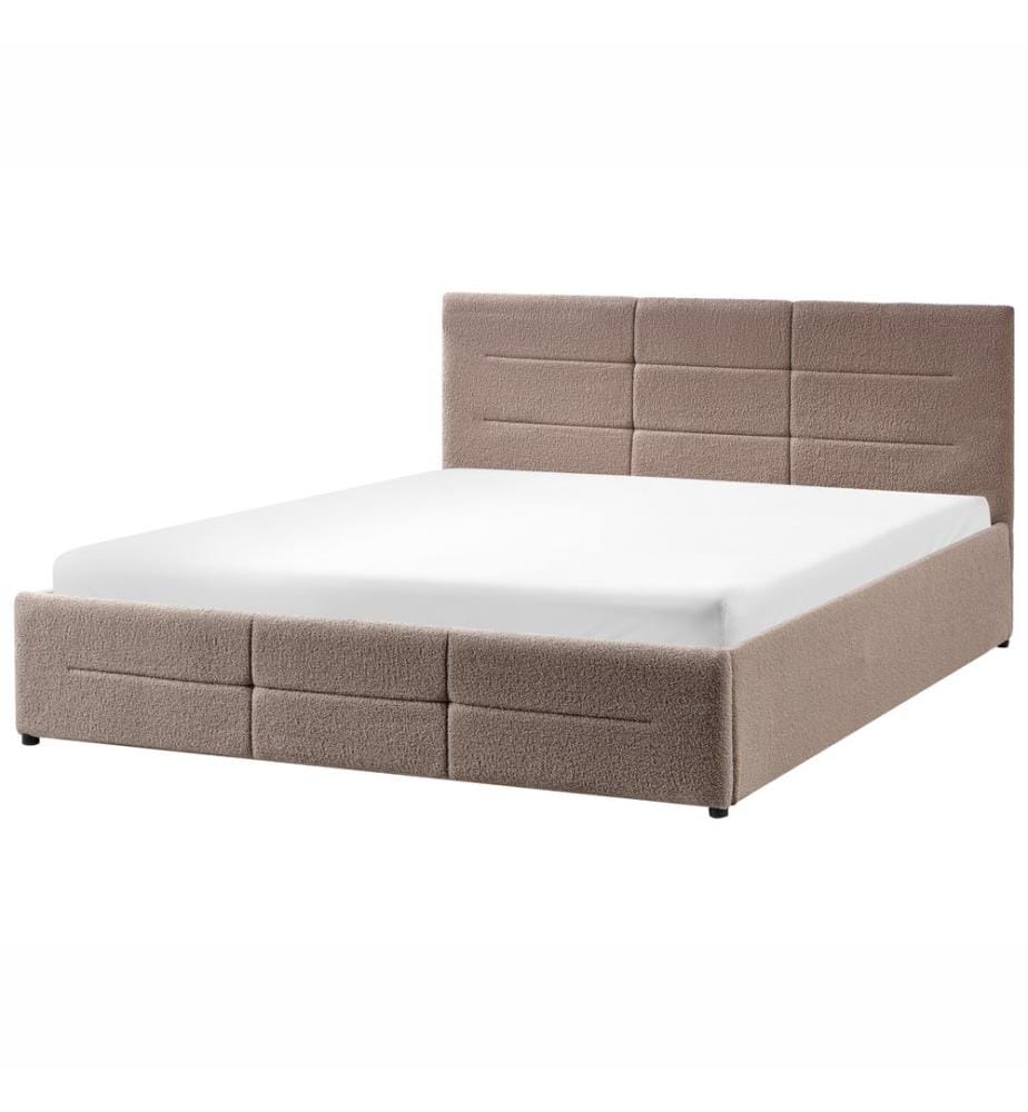 Bett mit Stauraum MASSOGNES Bouclé Taupe 160 x 200 cm