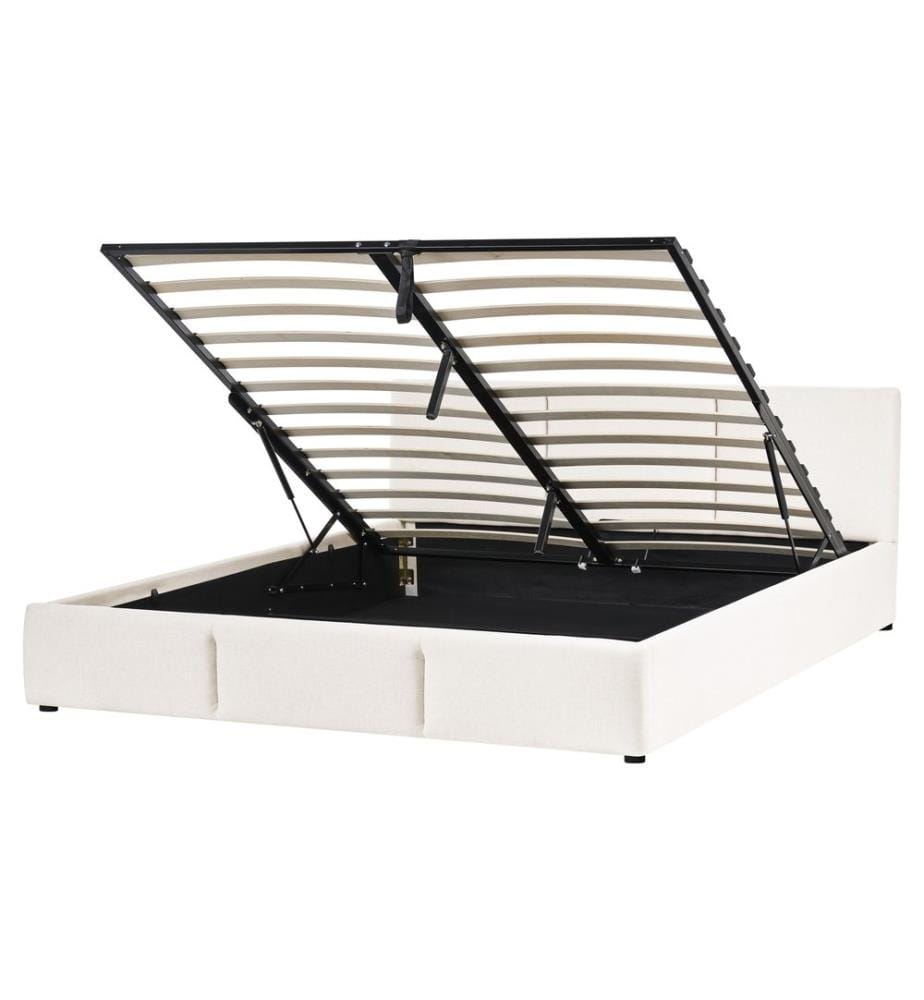 Lit ottoman BOUSSE Tissu Blanc cassé 160 x 200 cm